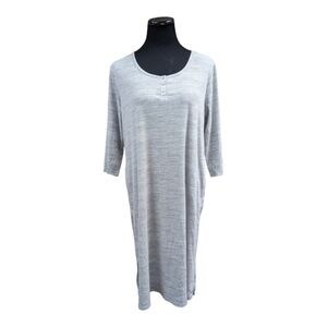 MukLuks Soft Grey Heather Lounge Dress Nightgown With Pockets Size L